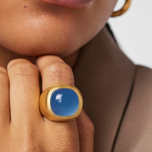 Silver vermeil Nattfall Ring with chalcedony