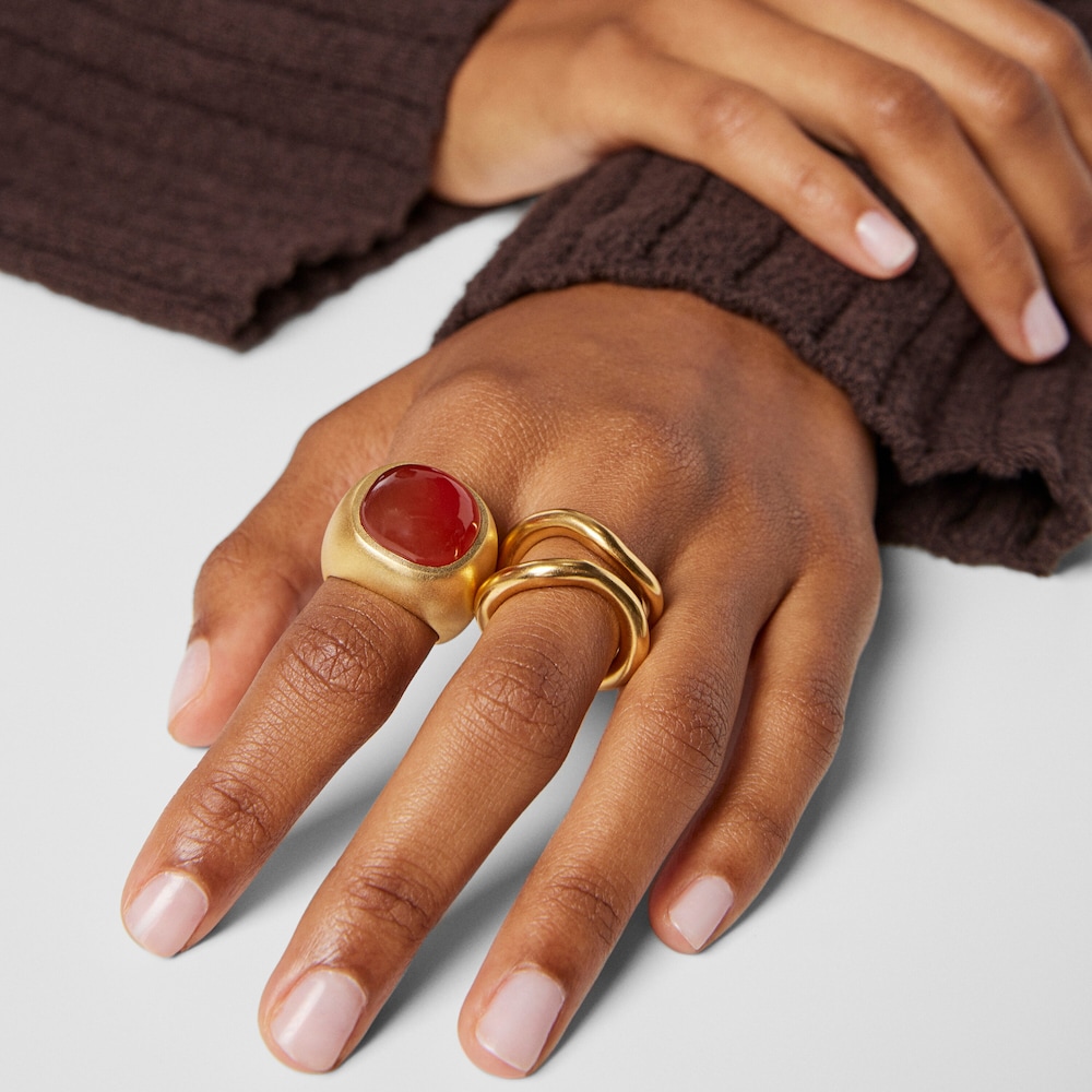 Silver vermeil Nattfall Ring with carnelian