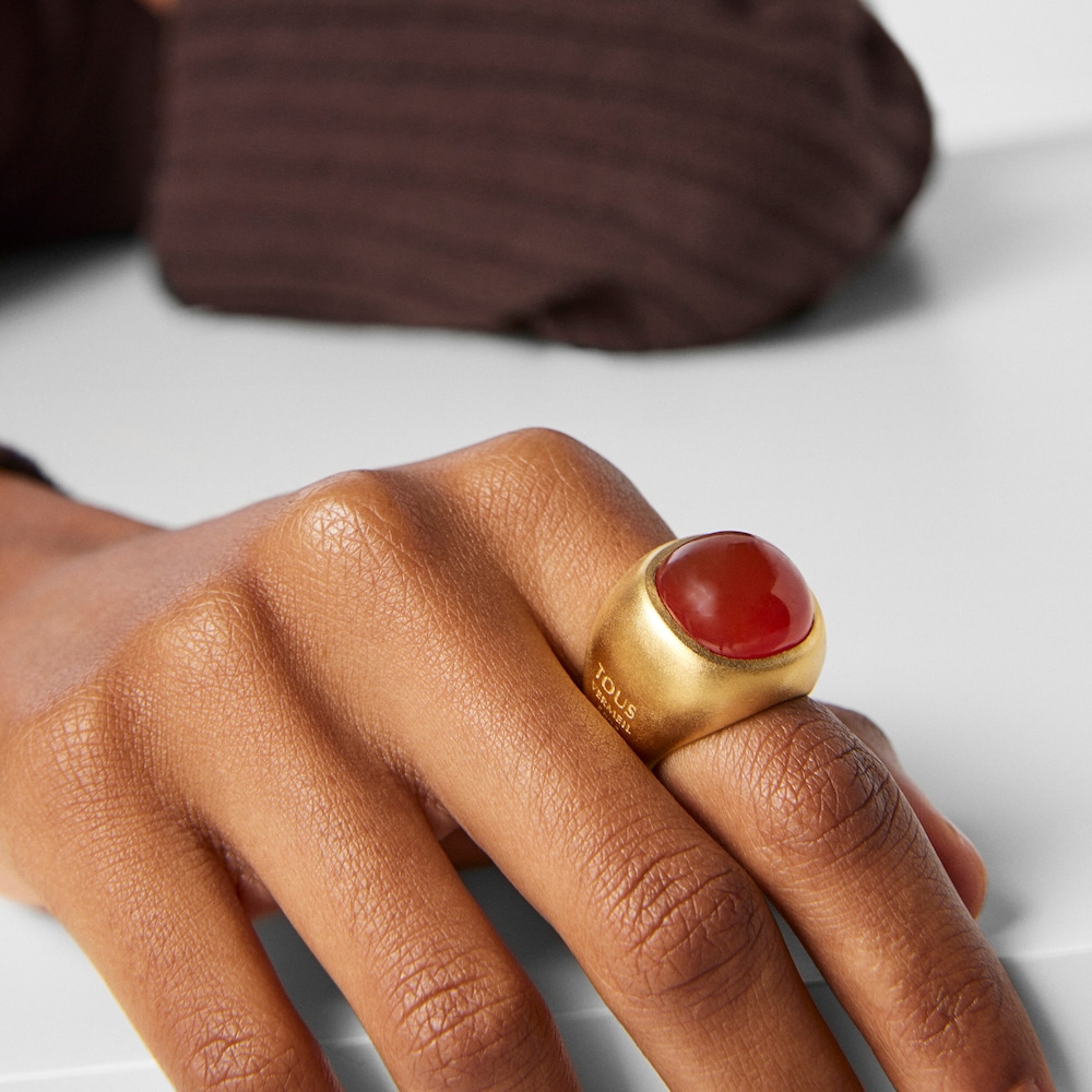 Silver vermeil Nattfall Ring with carnelian