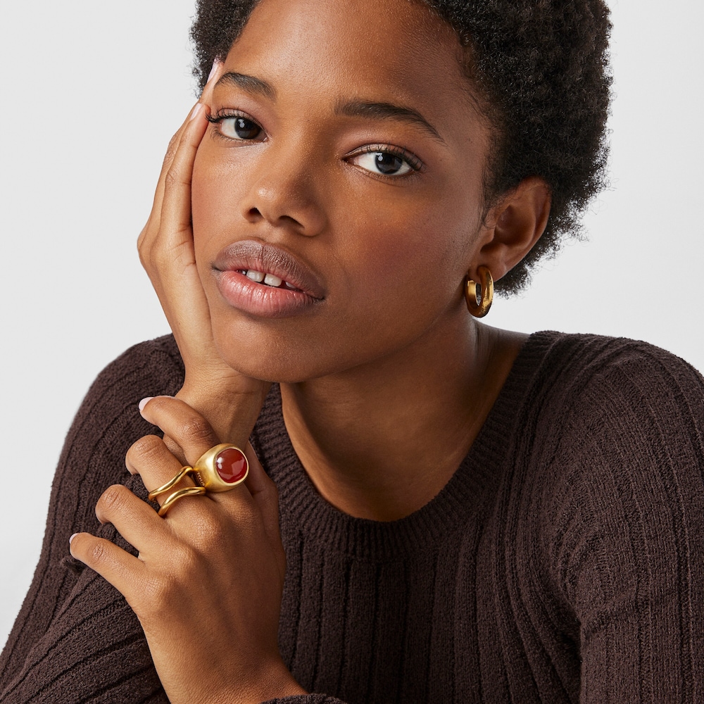 Silver vermeil Nattfall Ring with carnelian
