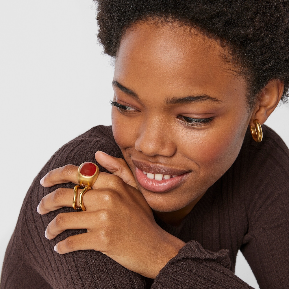 Silver vermeil Nattfall Ring with carnelian