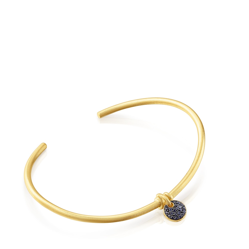Pulsera luna con baño de oro 18 kt sobre plata y zafiros Luah image number 0