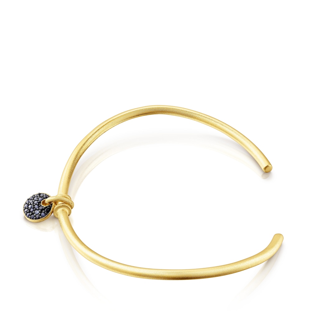Pulsera luna con ba&ntilde;o de oro 18 kt sobre plata y zafiros Luah