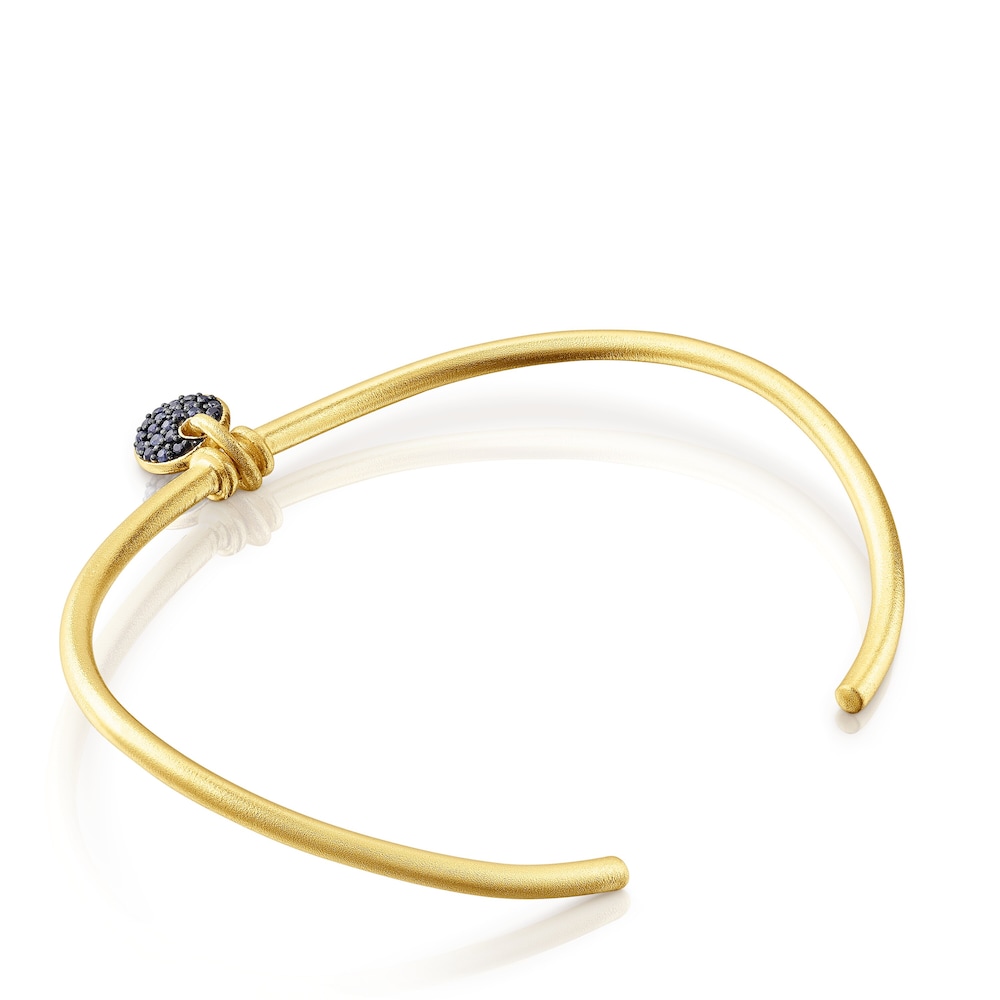 Pulsera luna con ba&ntilde;o de oro 18 kt sobre plata y zafiros Luah