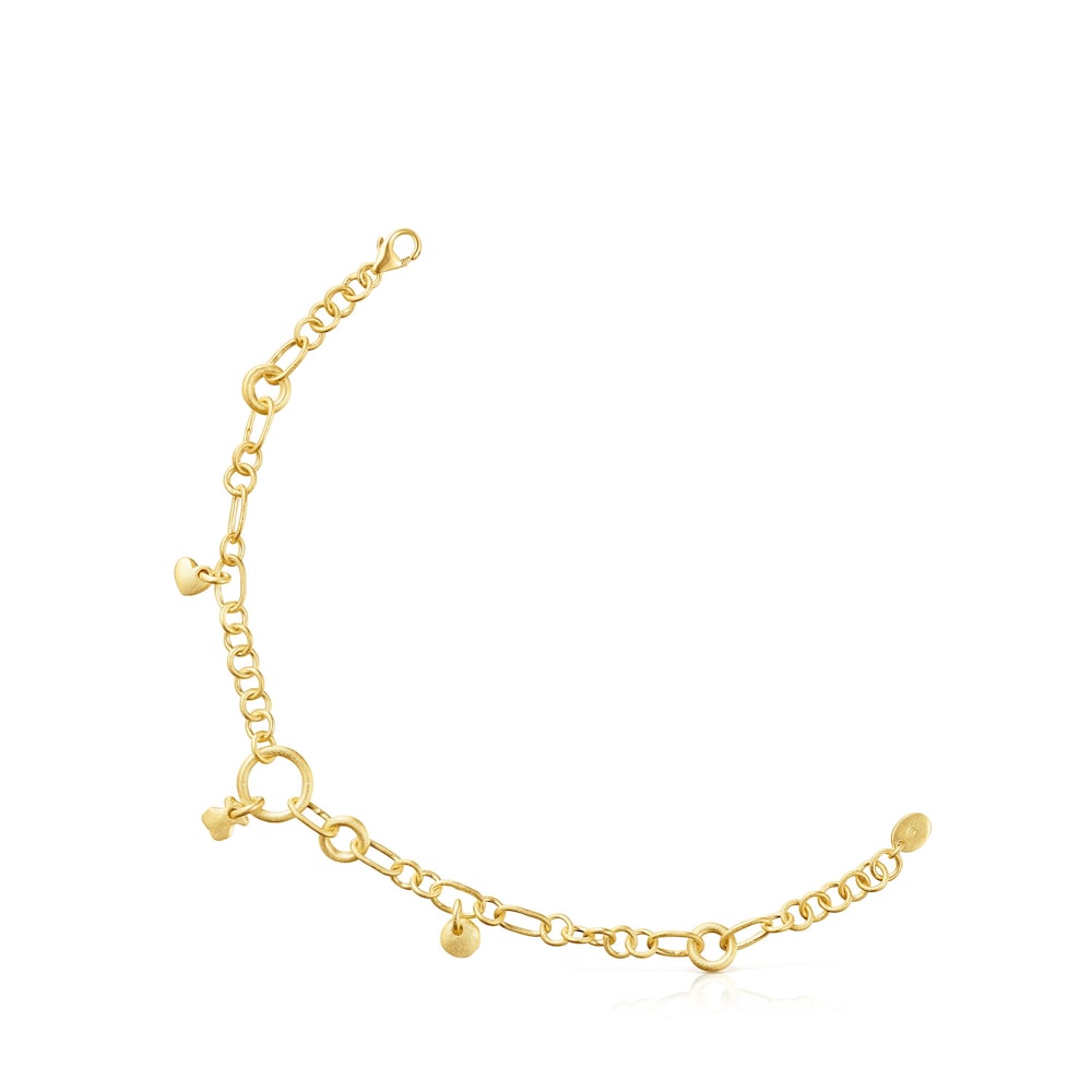 Pulsera con ba&ntilde;o de oro 18 kt sobre plata, zafiros y cuarzo Luah