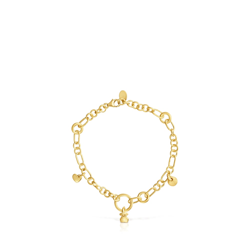 Pulsera con ba&ntilde;o de oro 18 kt sobre plata, zafiros y cuarzo Luah