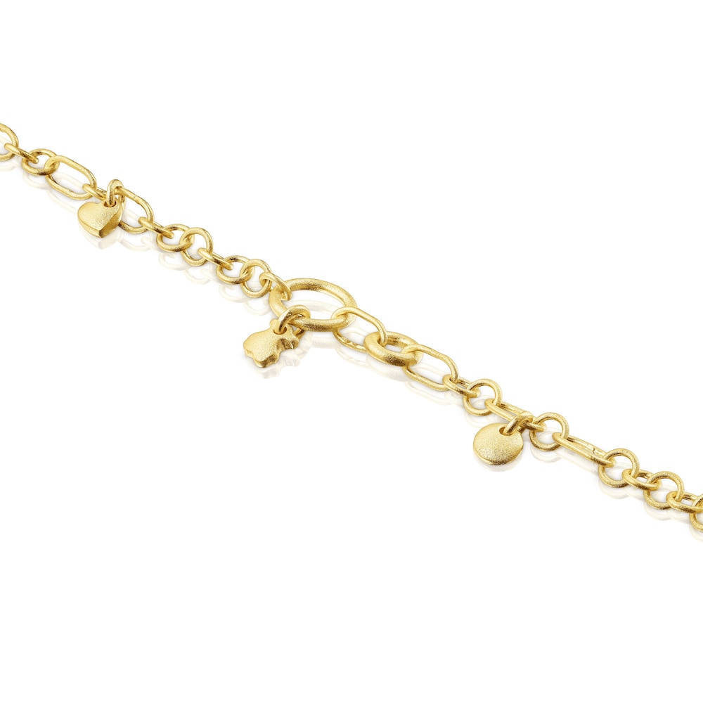Pulsera con ba&ntilde;o de oro 18 kt sobre plata, zafiros y cuarzo Luah