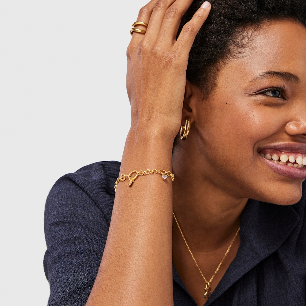 Pulsera con ba&ntilde;o de oro 18 kt sobre plata, zafiros y cuarzo Luah