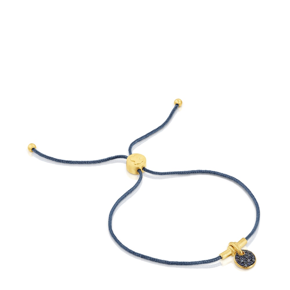 Pulsera de cordón luna con baño de oro 18 kt sobre plata y zafiros Luah image number 0