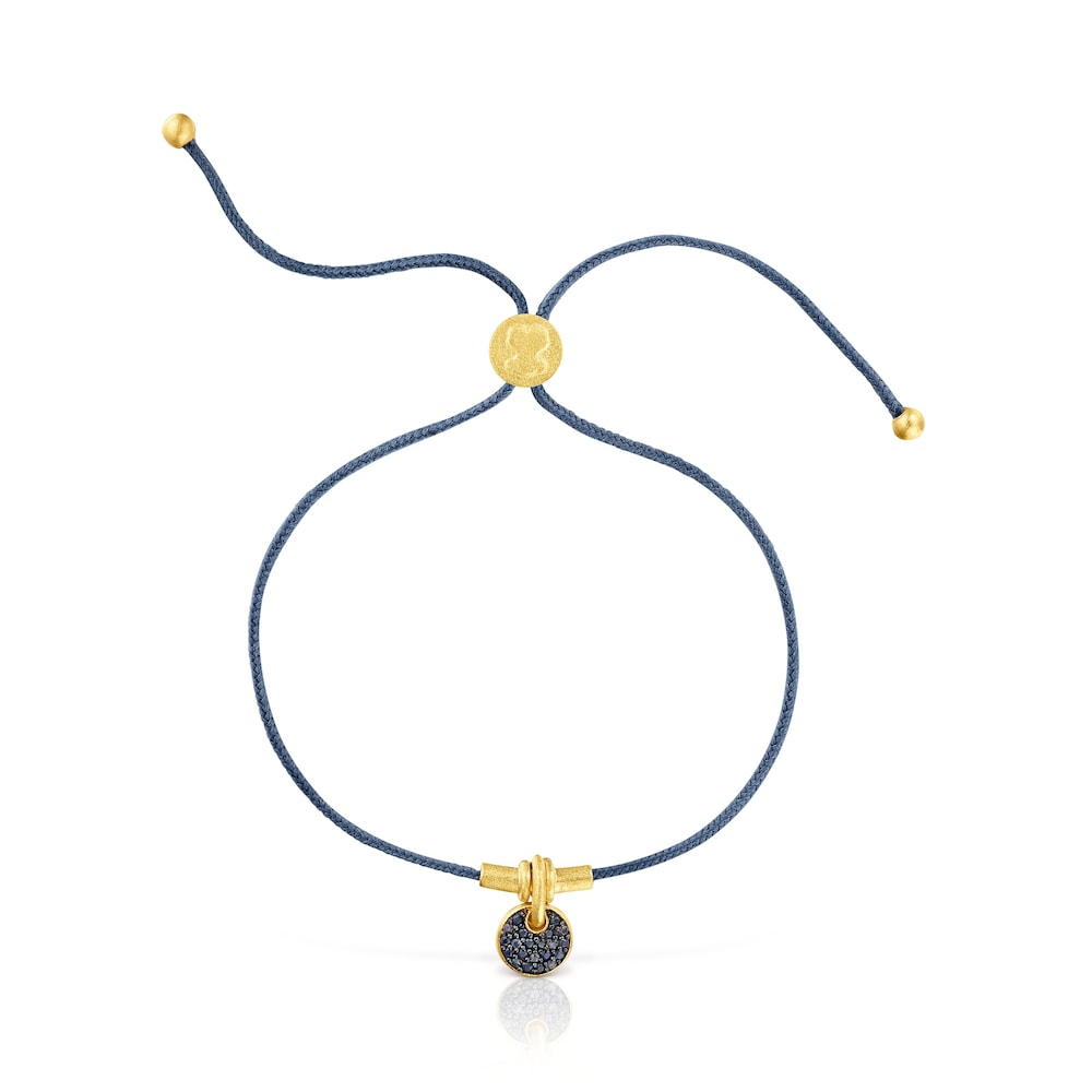 Pulsera de cordón luna con baño de oro 18 kt sobre plata y zafiros Luah image number 1