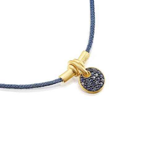 Pulsera de cordón luna con baño de oro 18 kt sobre plata y zafiros Luah