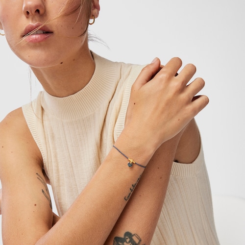 Pulsera de cordón luna con baño de oro 18 kt sobre plata y zafiros Luah