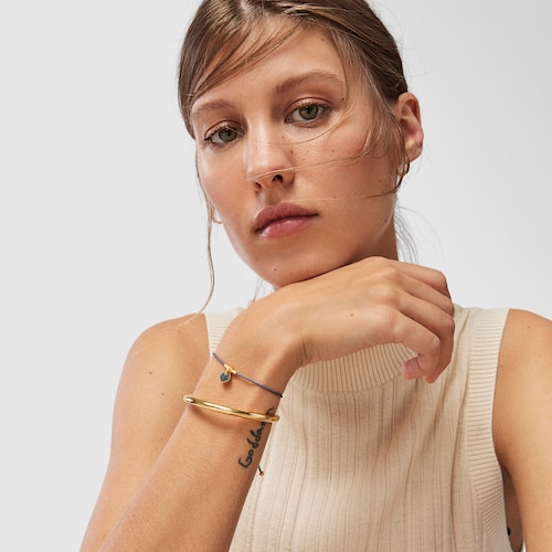 Pulsera de cordón luna con baño de oro 18 kt sobre plata y zafiros Luah