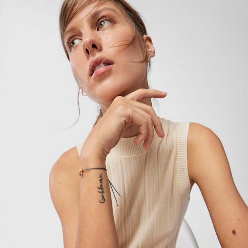 Pulsera de cordón luna con baño de oro 18 kt sobre plata y zafiros Luah