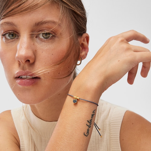 Pulsera de cordón luna con baño de oro 18 kt sobre plata y zafiros Luah