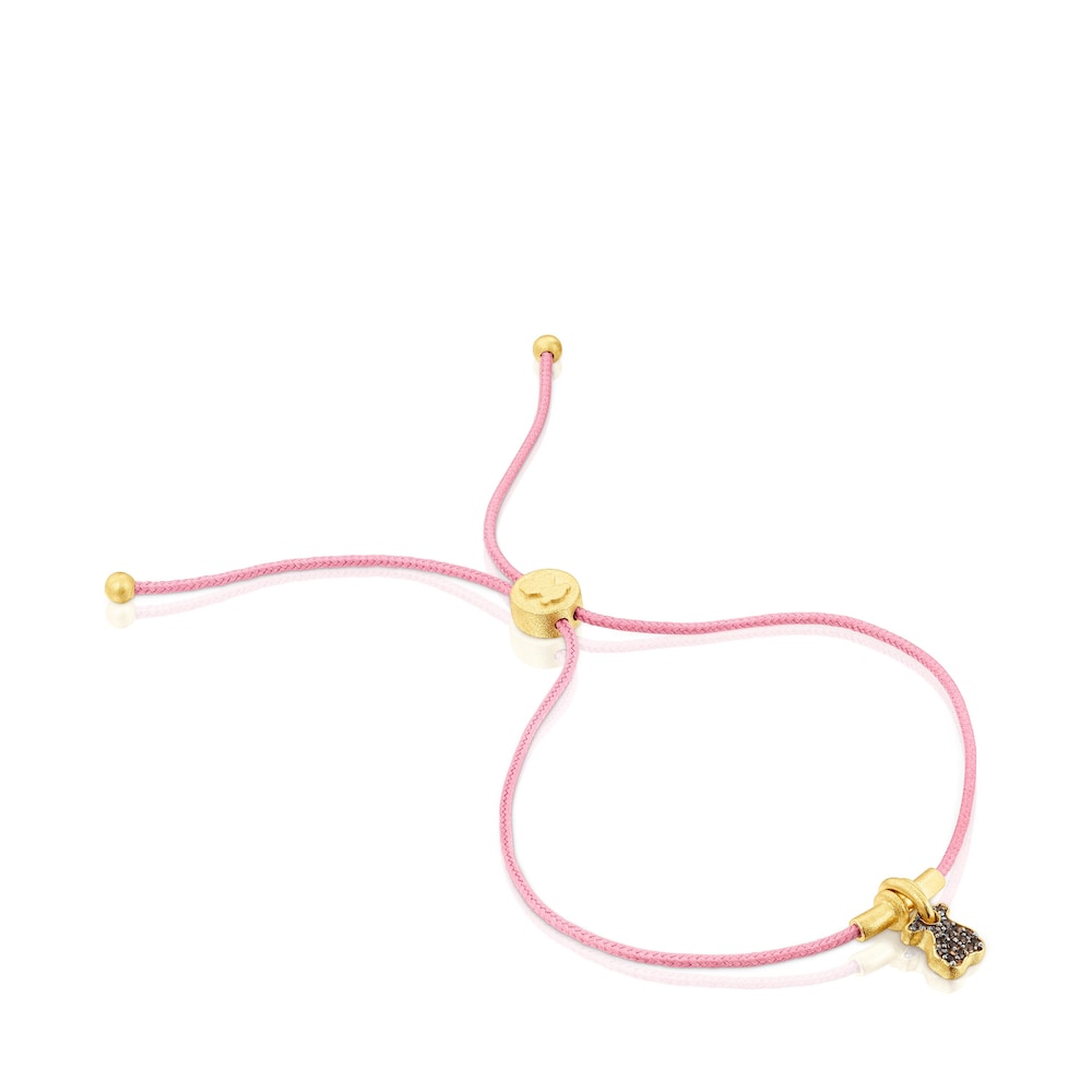 Pulsera de cordón oso con baño de oro 18 kt sobre plata y cuarzo Luah image number 0
