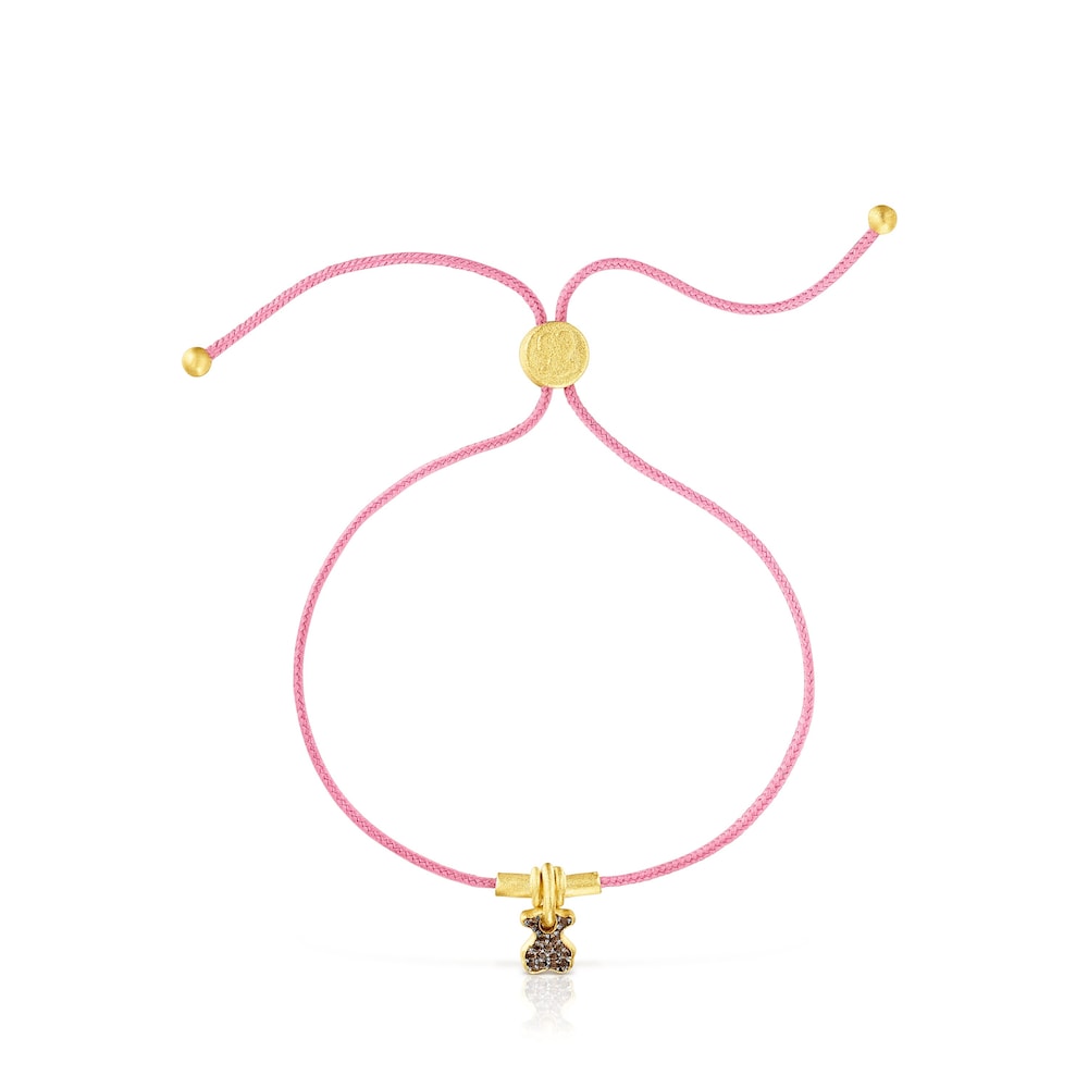 Pulsera de cord&oacute;n oso con ba&ntilde;o de oro 18 kt sobre plata y cuarzo Luah