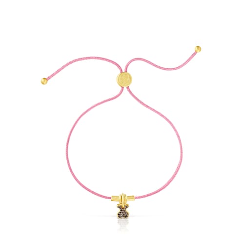 Pulsera de cordón oso con baño de oro 18 kt sobre plata y cuarzo Luah