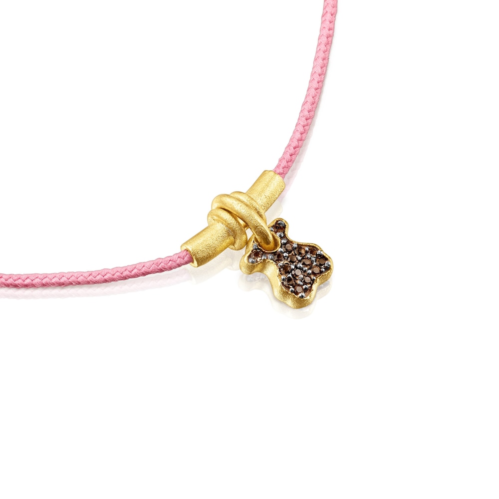 Pulsera de cord&oacute;n oso con ba&ntilde;o de oro 18 kt sobre plata y cuarzo Luah
