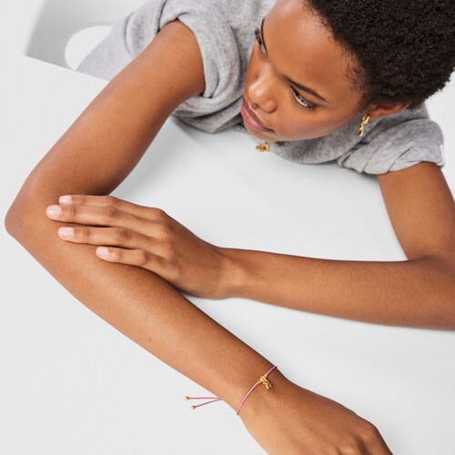 Pulsera de cordón oso con baño de oro 18 kt sobre plata y cuarzo Luah