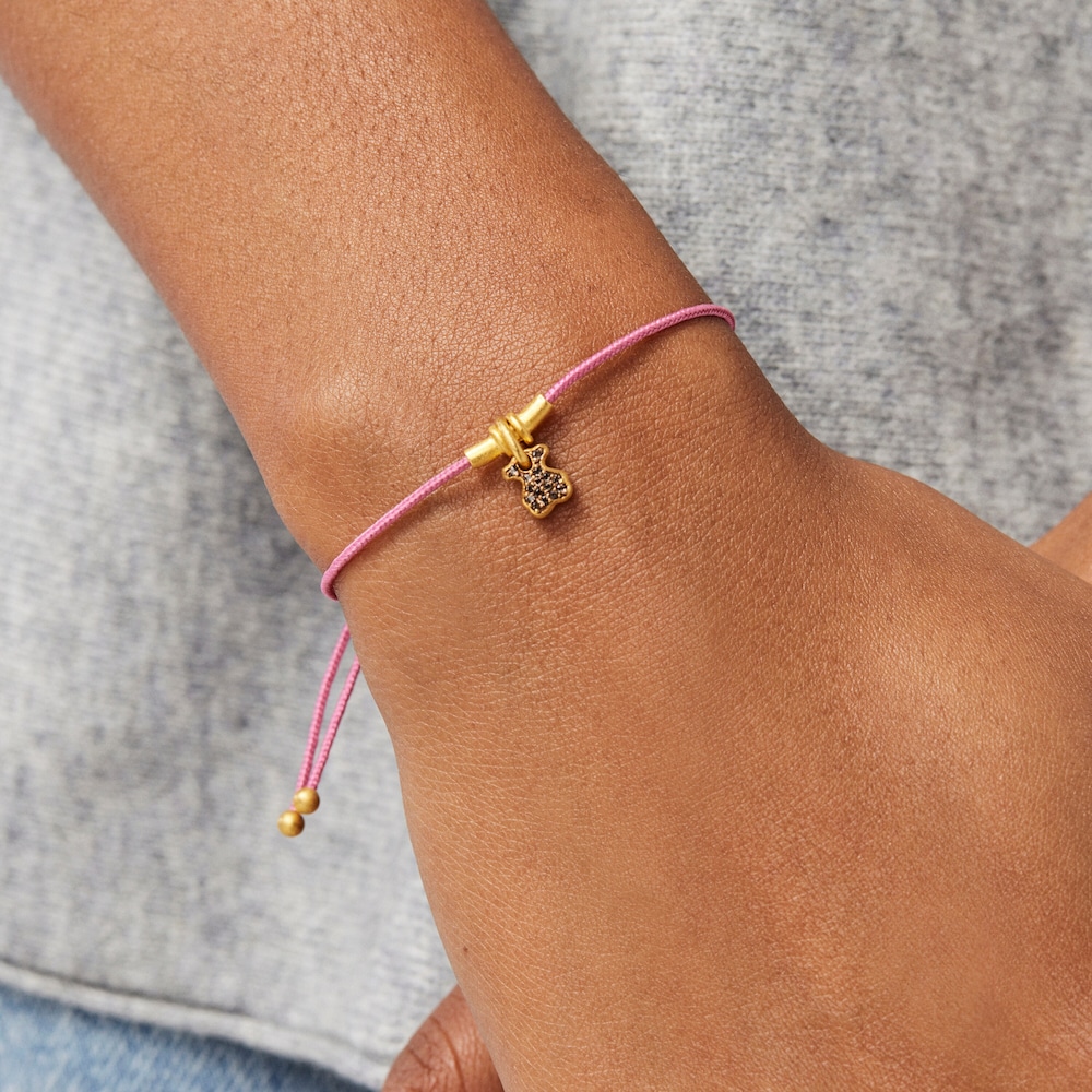 Pulsera de cord&oacute;n oso con ba&ntilde;o de oro 18 kt sobre plata y cuarzo Luah