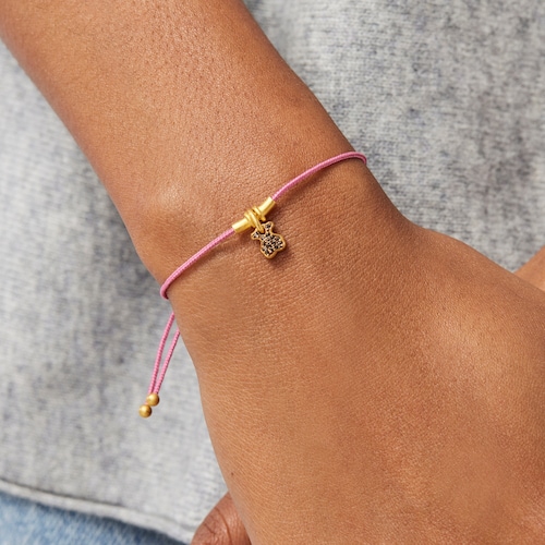 Pulsera de cordón oso con baño de oro 18 kt sobre plata y cuarzo Luah