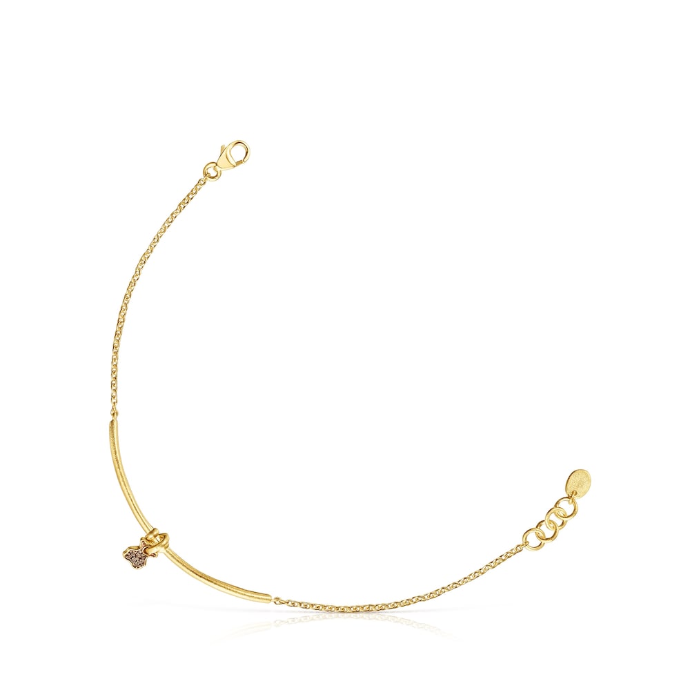 Pulsera oso con baño de oro 18 kt sobre plata y cuarzo Luah image number 0
