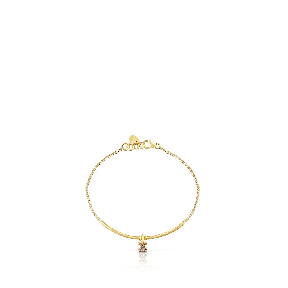 Pulsera oso con baño de oro 18 kt sobre plata y cuarzo Luah image number 1