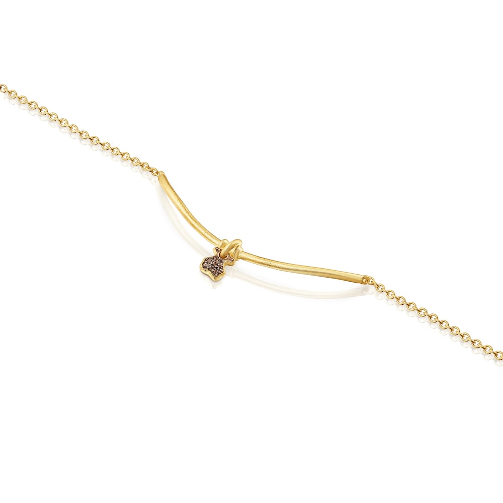 Pulsera oso con baño de oro 18 kt sobre plata y cuarzo Luah image number 2