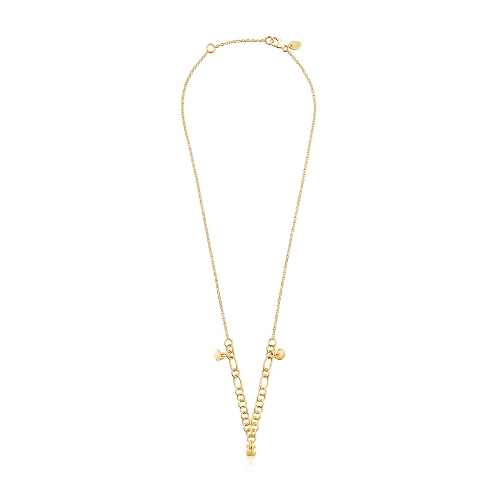 Collar con ba&ntilde;o de oro 18 kt sobre plata, zafiros y cuarzo Luah