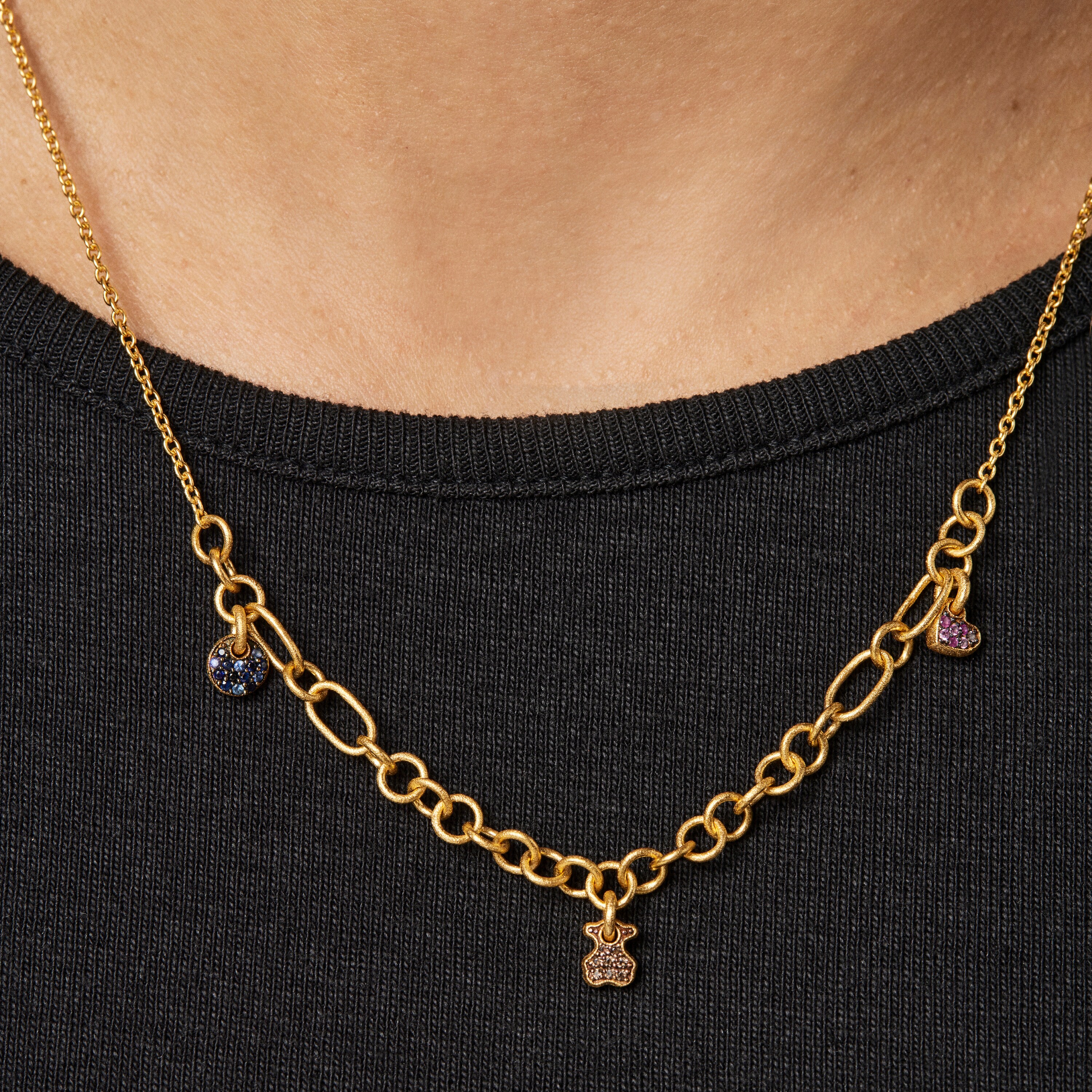 Silver vermeil Luah Necklace with sapphires and quartz