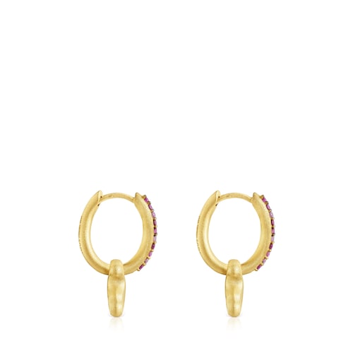 Silver vermeil Luah bear Earrings with sapphires