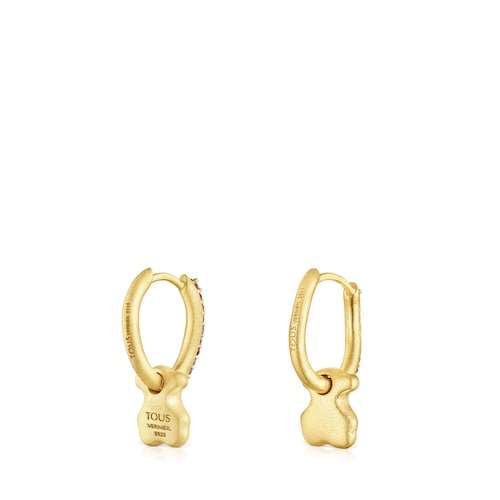 Silver vermeil Luah bear Earrings with sapphires
