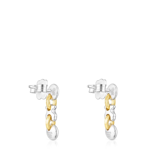 Two-tone Luah bear-moon Earrings