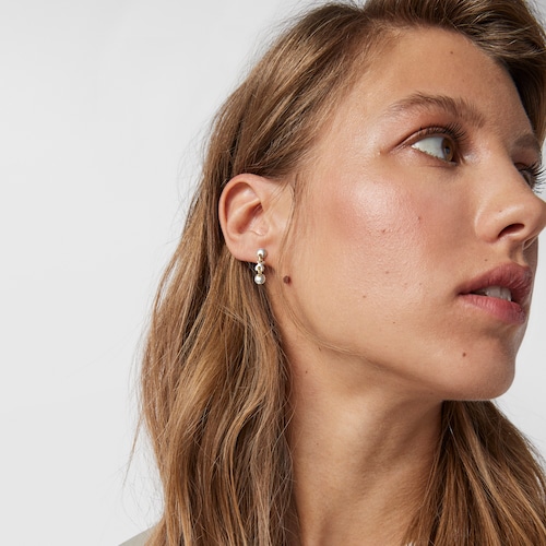 Two-tone Luah bear-moon Earrings