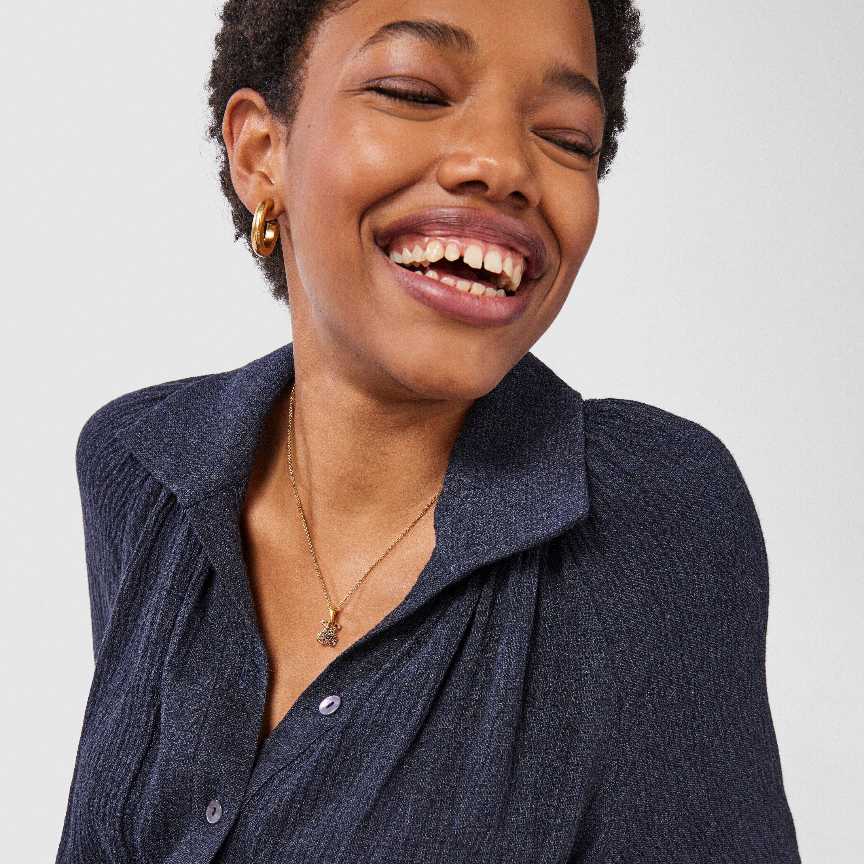 Silver vermeil Luah bear Pendant with quartz