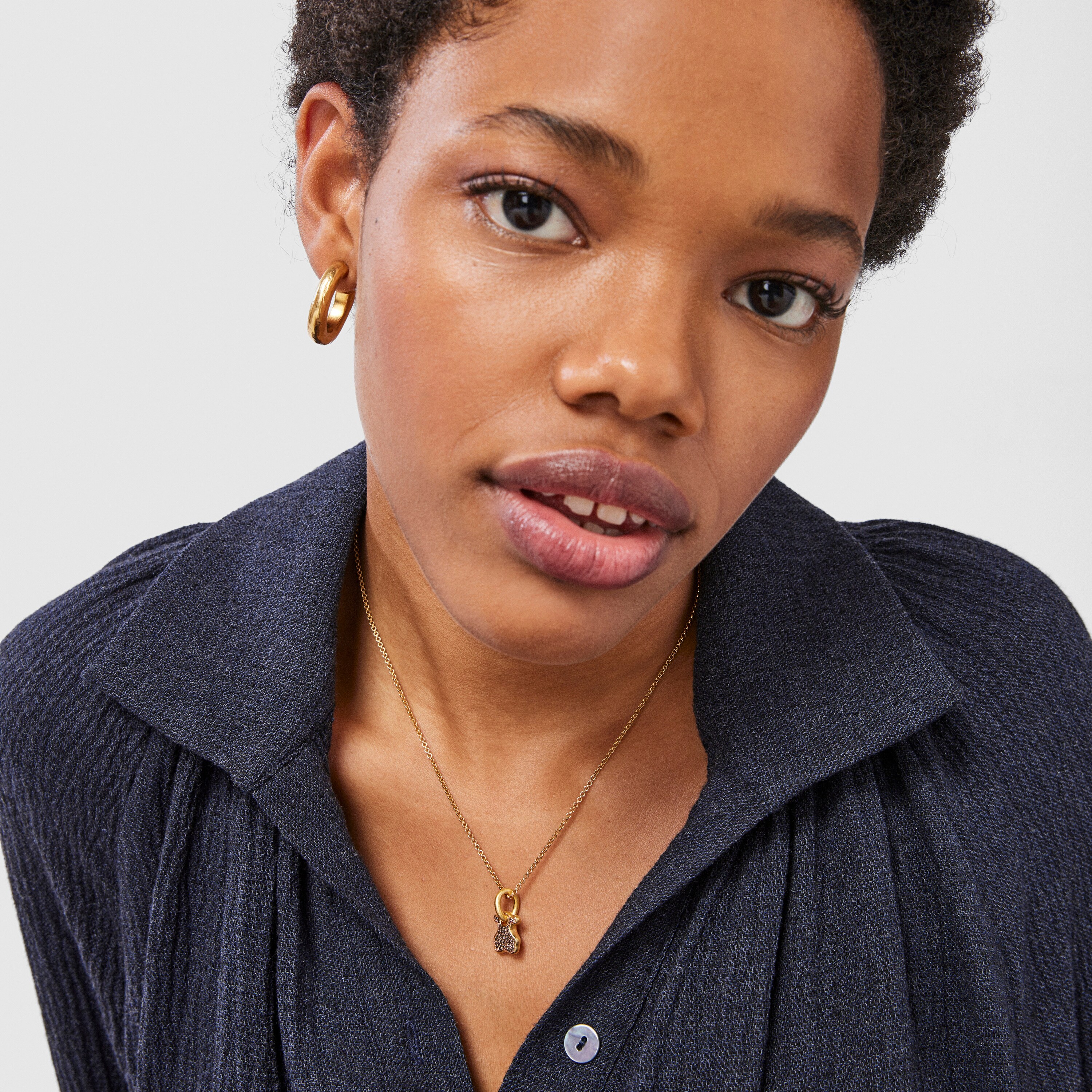 Silver vermeil Luah bear Pendant with quartz