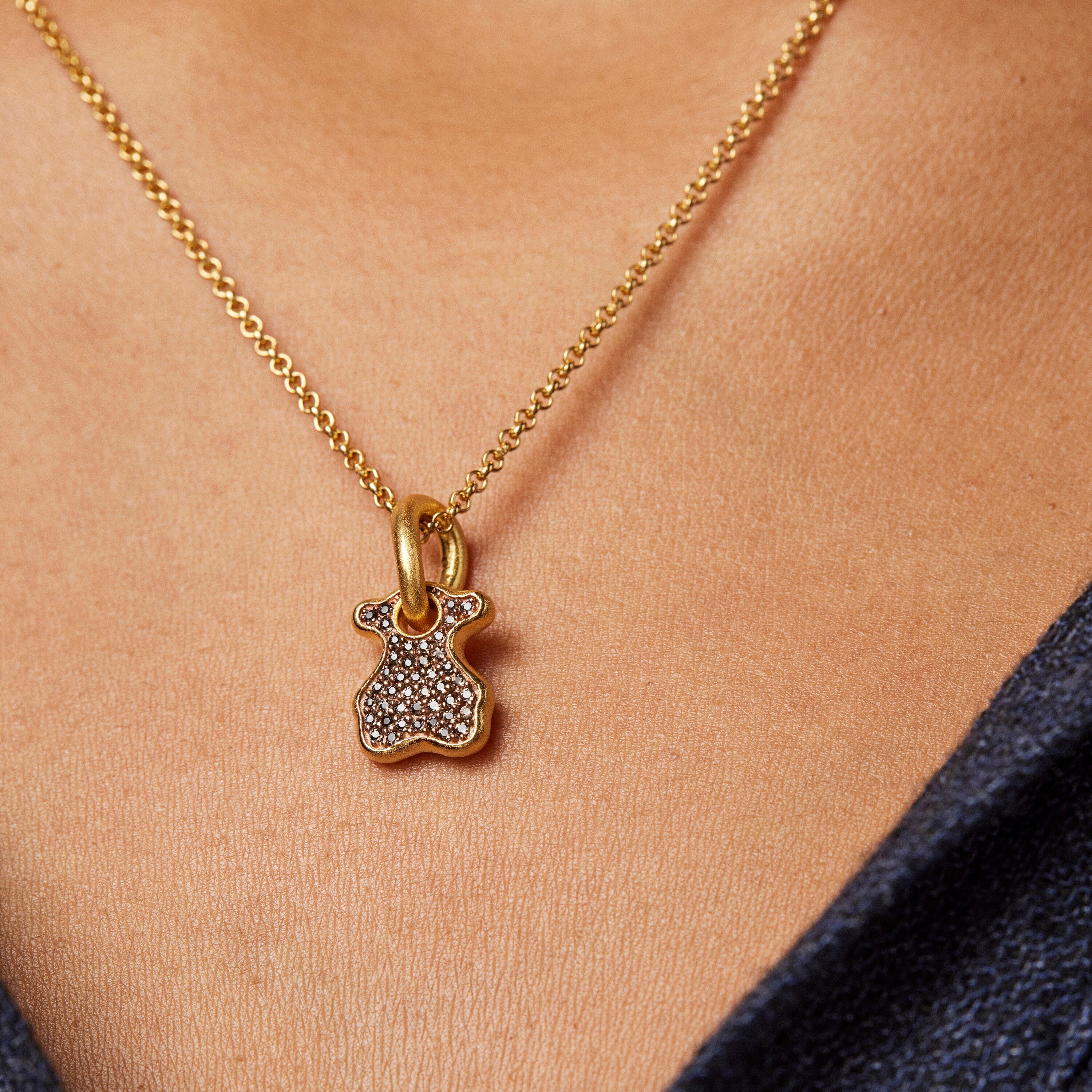 Silver vermeil Luah bear Pendant with quartz