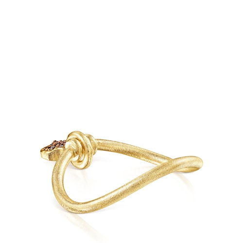 Silver vermeil Luah bear Ring with quartz