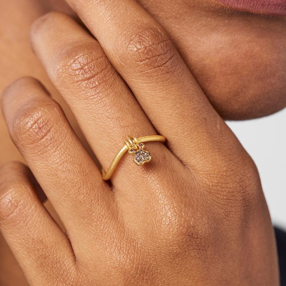 Tous Luah - Pierścionek z ż&oacute;łtego srebra Vermeil z kwarcem dymnym