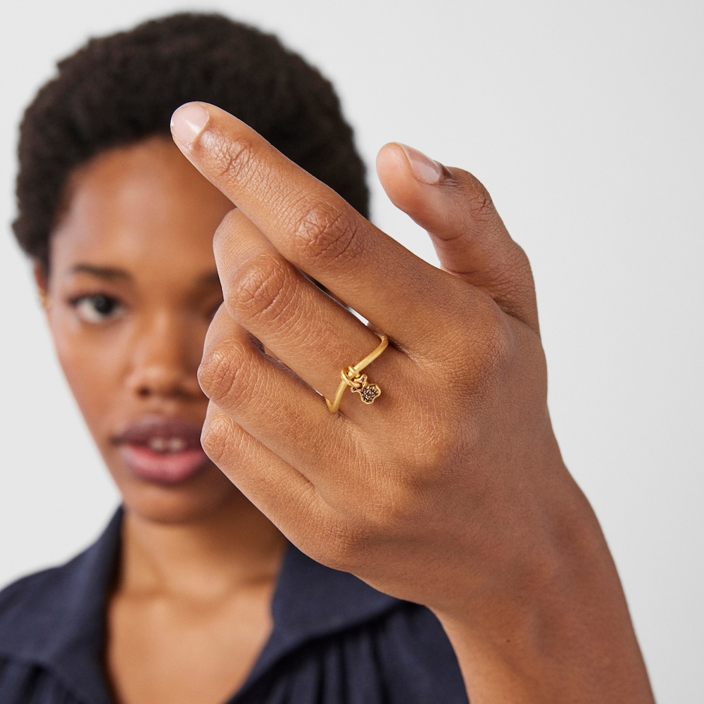 Tous Luah - Pierścionek z ż&oacute;łtego srebra Vermeil z kwarcem dymnym