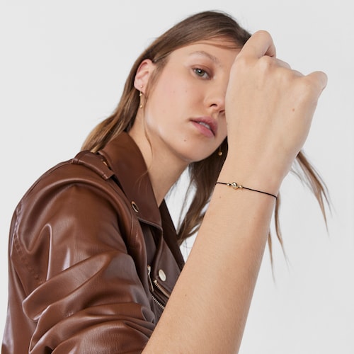 Cord and 18K solid gold Magic Nature Bracelet with diamonds image number 0