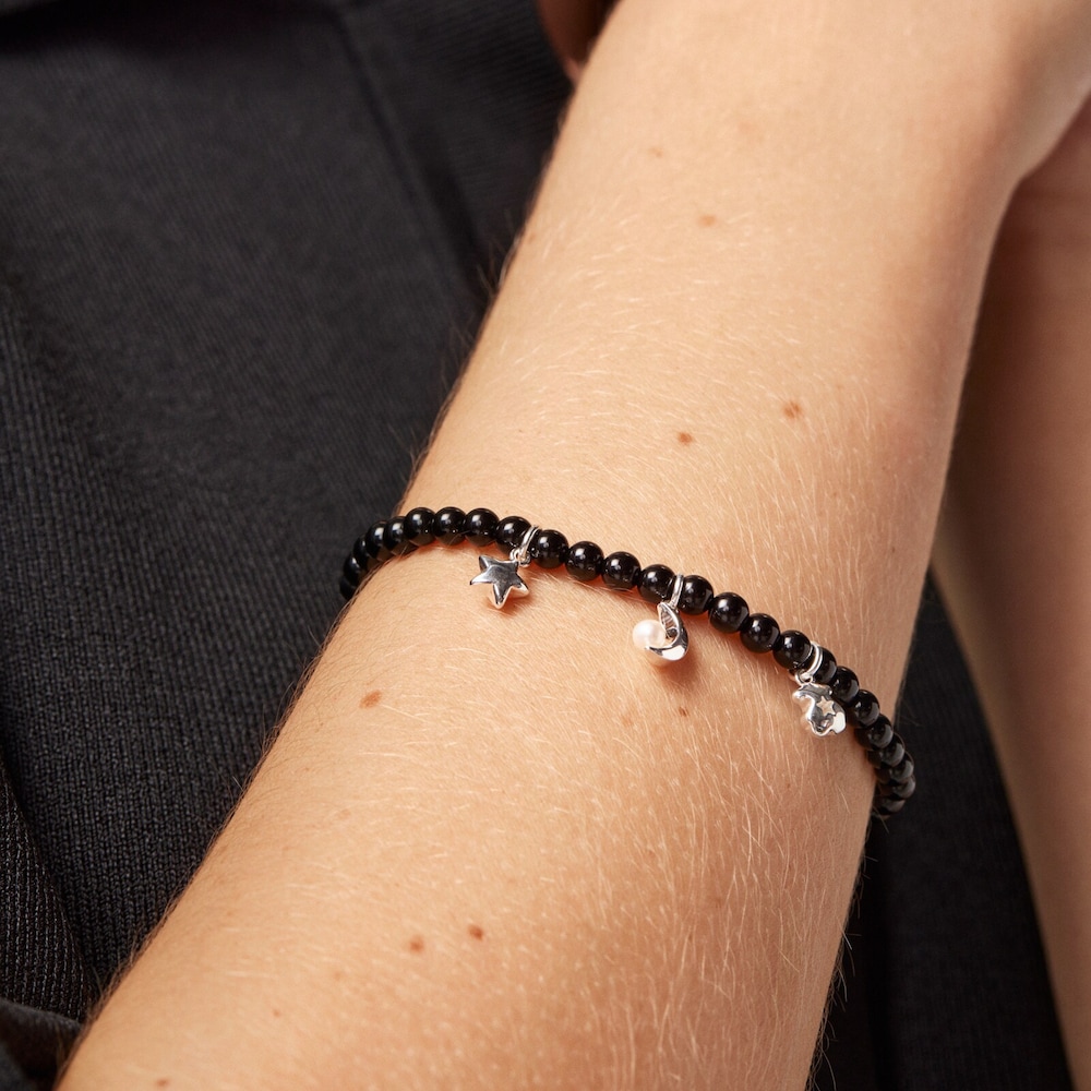 Pulsera de onix, plata y perla Magic Nature