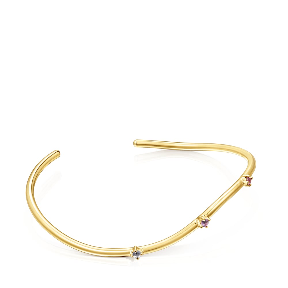 Tous Magic Nature &ndash; Pevn&yacute; N&aacute;ramok zo žlt&eacute;ho striebra Vermeil s ametystom, iolitom a rub&iacute;nom