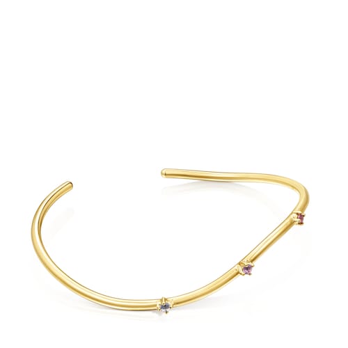 Oval silver vermeil Magic Nature Bracelet with gemstones