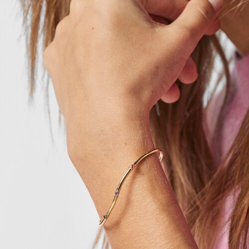Pulsera oval con baño de oro 18 kt sobre plata y gemas Magic Nature