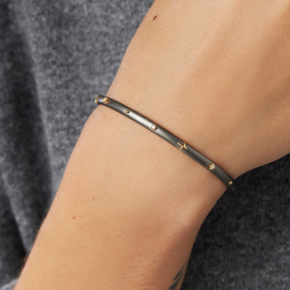 Dark silver Magic Nature Bracelet with diamonds