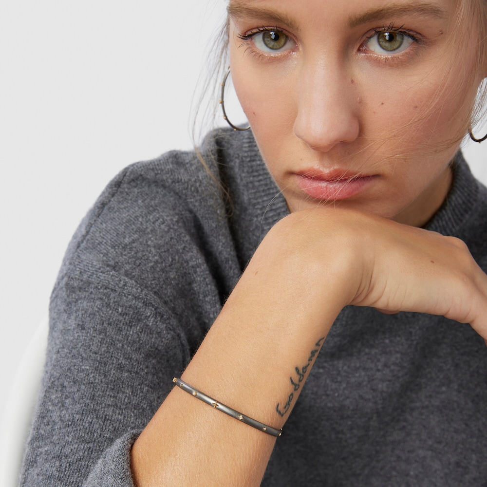 Dark silver Magic Nature Bracelet with diamonds