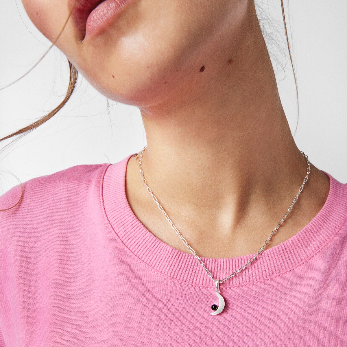 Silver Magic Nature moon Necklace with onyx image number 3
