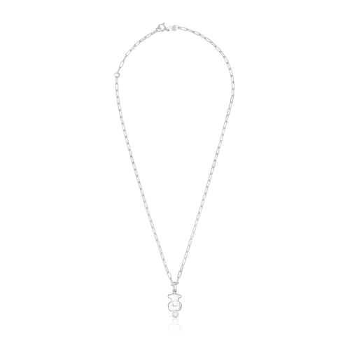 Collar oso de plata y perla Magic Nature